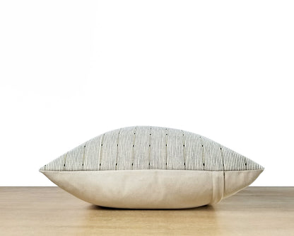 Textured Stripe Pillow Cover | White/Denim Blue