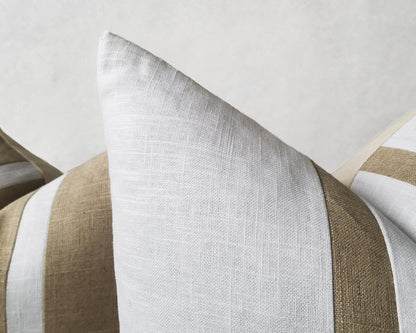 White & Beige Linen CELINE Throw Pillow Cover