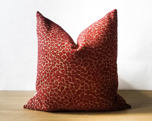 Red Cheetah Jacquard Throw Pillow Cover