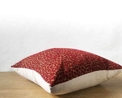 Red Cheetah Jacquard Throw Pillow Cover