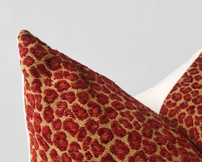 Red Cheetah Jacquard Throw Pillow Cover