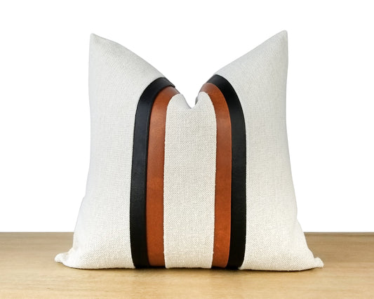White and Black ASTA Brushed Pebble Throw Pillow Cover