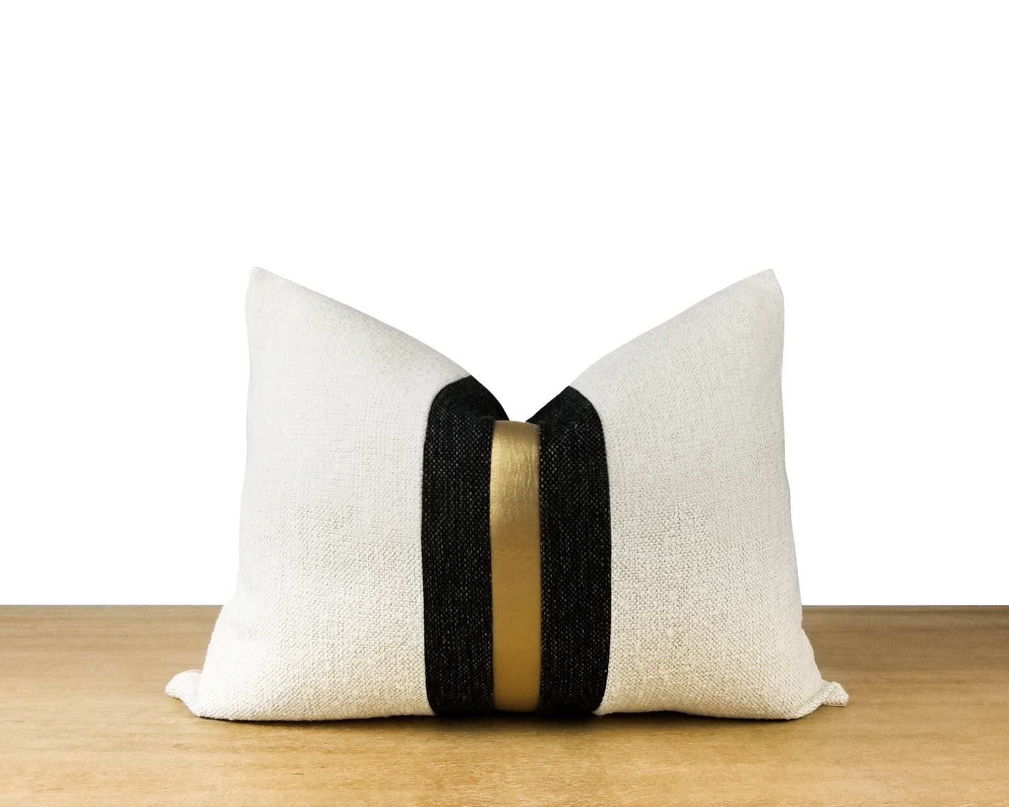 Gold Stripe White and Black LUCCA Brushed Pebble Throw Pillow Cover