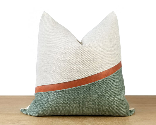 Sage Green LUCCA3 Textured Throw Pillow Cover