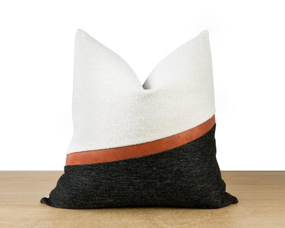 Gold Stripe White and Black LUCCA Brushed Pebble Throw Pillow Cover
