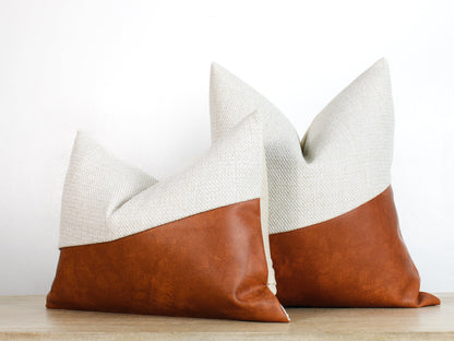 Cognax Faux Leather LUCCA Textured Throw Pillow Cover