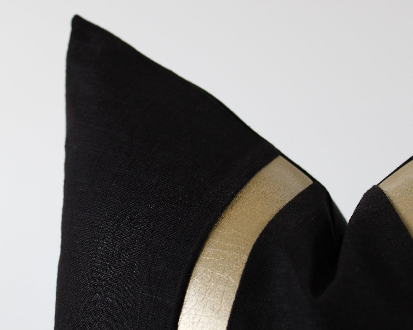 Gold Stripe Black Linen CELINE Throw Pillow Cover