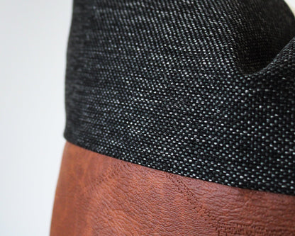 Black and Faux Leather SOTO Throw Pillow Cover