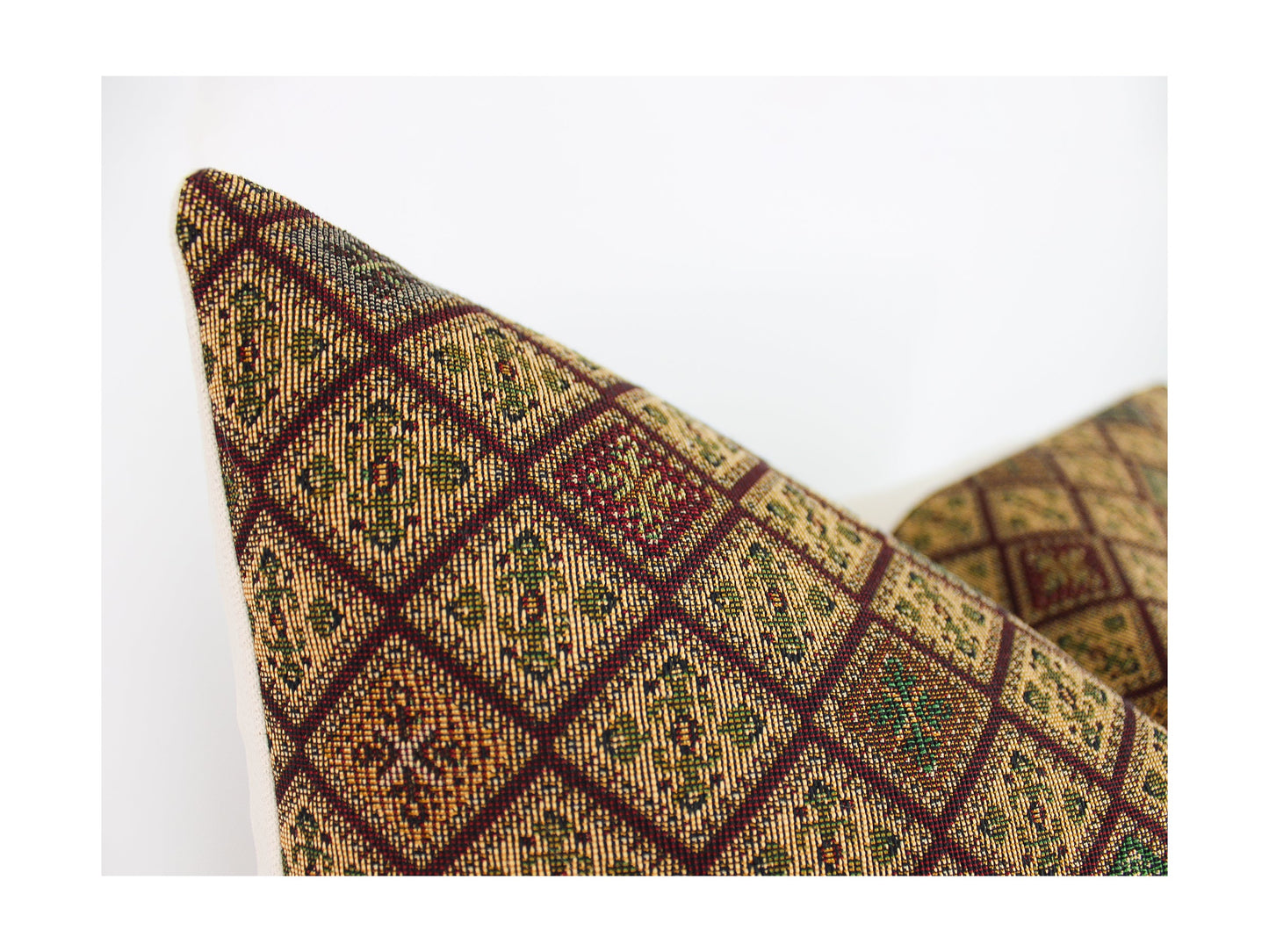 Burgundy Mulit-color Turkish Jacquard Pillow Cover