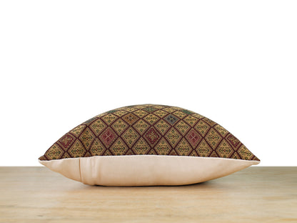 Burgundy Mulit-color Turkish Jacquard Pillow Cover