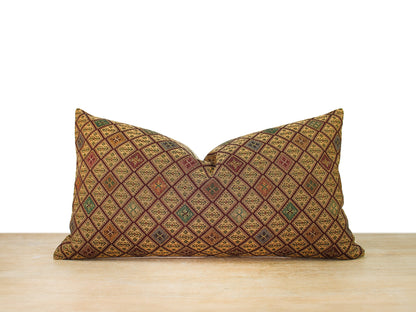 Burgundy Mulit-color Turkish Jacquard Pillow Cover