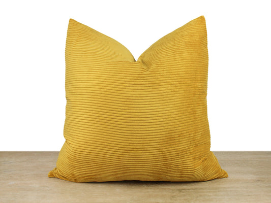 Golden Yellow Velvet Rib Pillow Cover