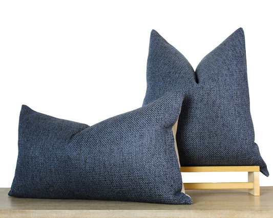 Coastal Blue SOLID Textured Throw Pillow Cover