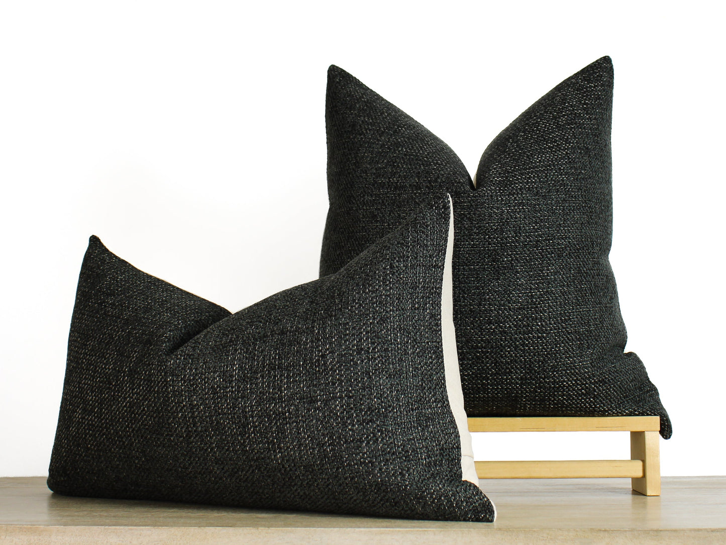 Charcoal Black SOLID Textured Throw Pillow Cover