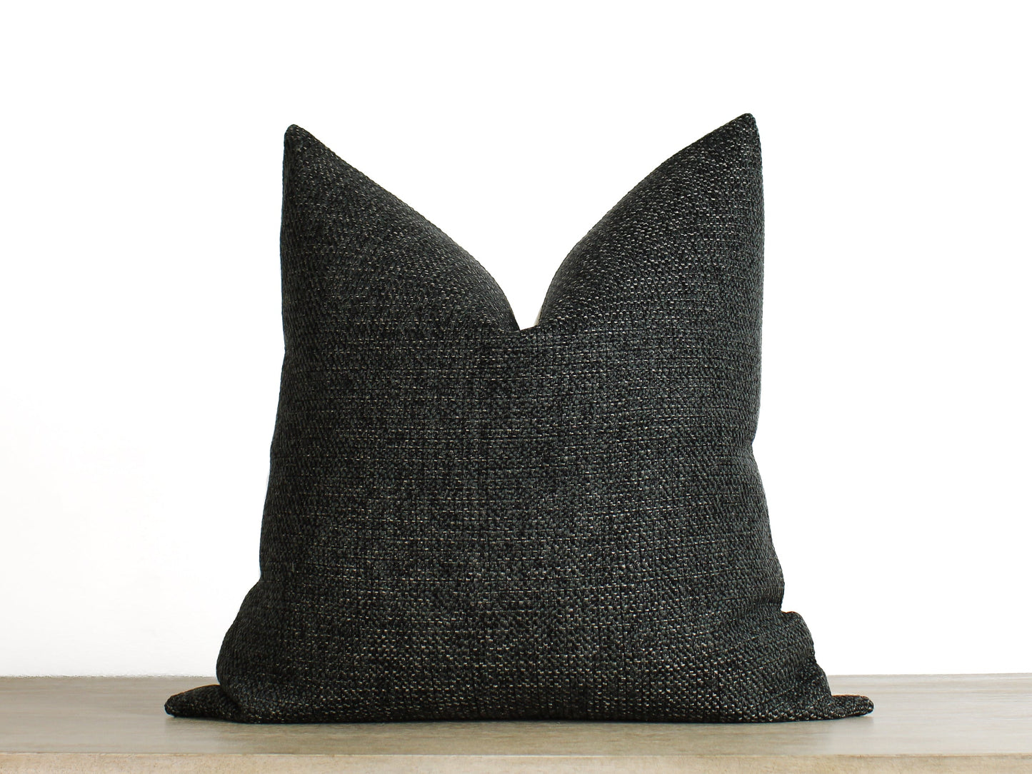 Charcoal Black SOLID Textured Throw Pillow Cover