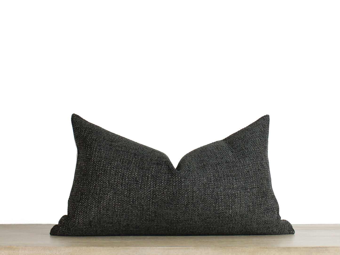 Charcoal Black SOLID Textured Throw Pillow Cover