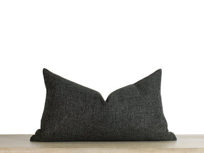 Charcoal Black SOLID Textured Throw Pillow Cover