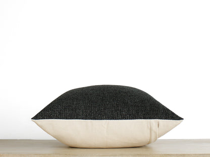 Charcoal Black SOLID Textured Throw Pillow Cover