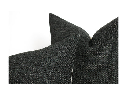 Charcoal Black SOLID Textured Throw Pillow Cover