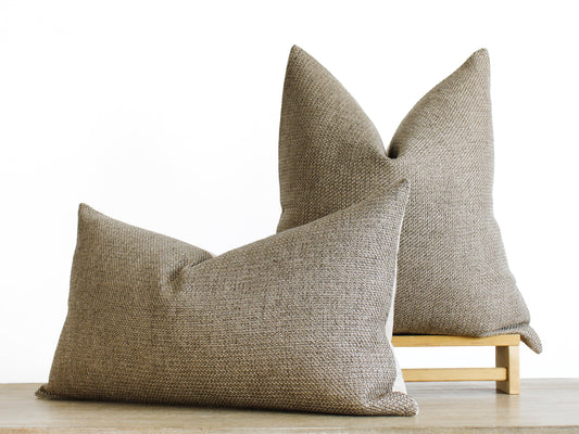 Dark Beige SOLID Textured Throw Pillow Cover
