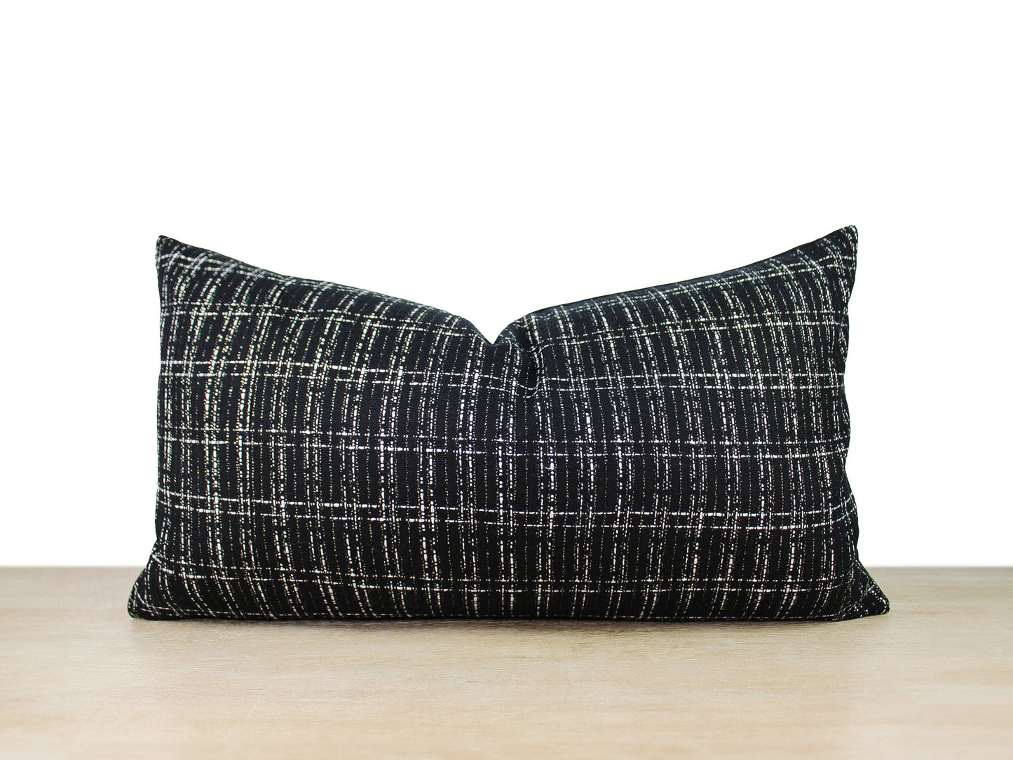 Black and White Plaid Tweed Pillow Cover