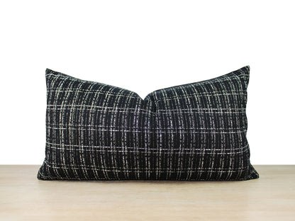 Black and White Plaid Tweed Pillow Cover