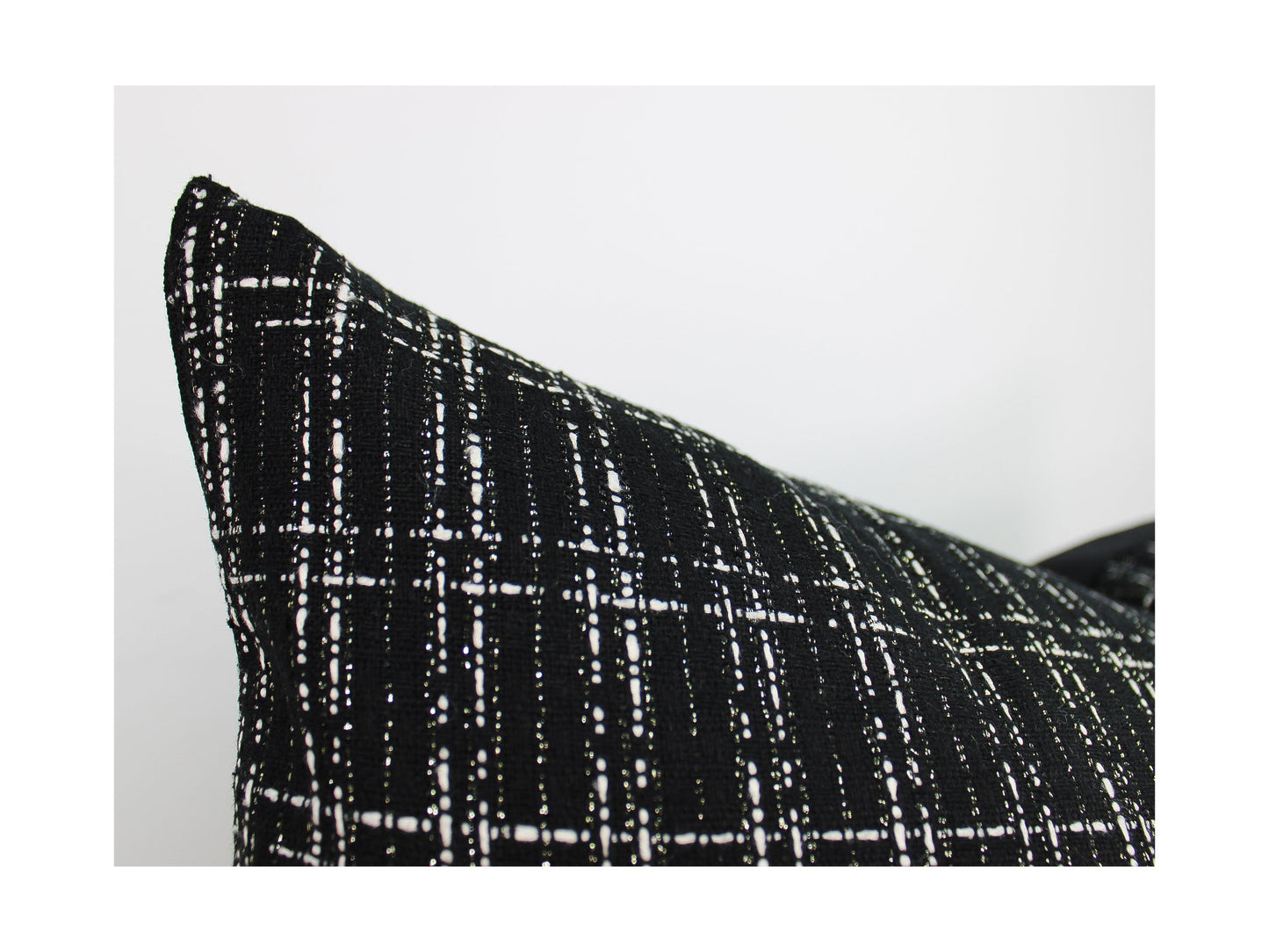 Black and White Plaid Tweed Pillow Cover