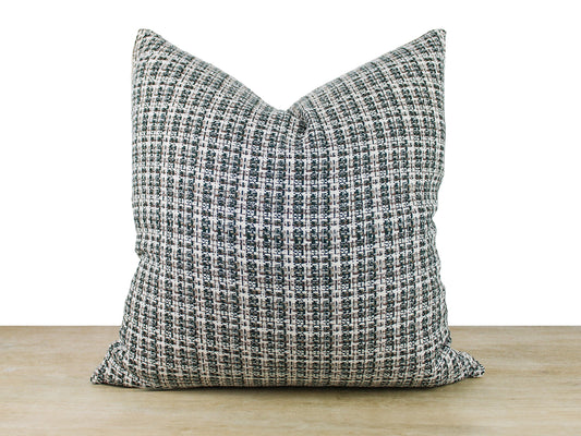 Green & White Tweed Pillow Cover