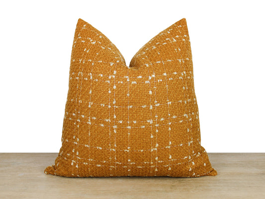 Golden Yellow & White Tweed Pillow Cover
