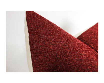 Holiday Red SOLID Textured Throw Pillow Cover