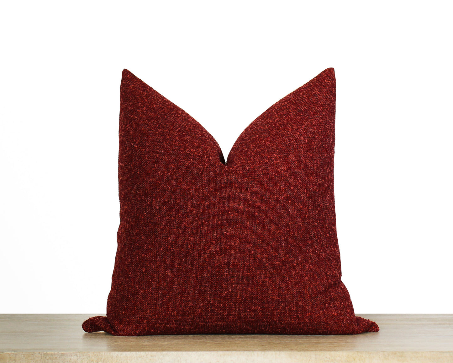 Holiday Red SOLID Textured Throw Pillow Cover