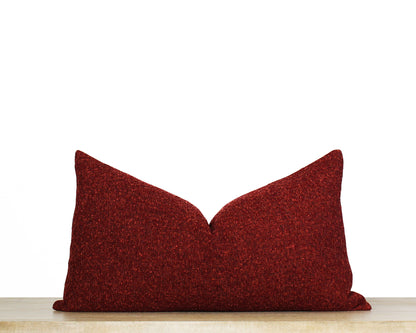 Holiday Red SOLID Textured Throw Pillow Cover