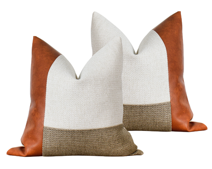 Cognax Faux Leather AVERY Textured Throw Pillow Cover