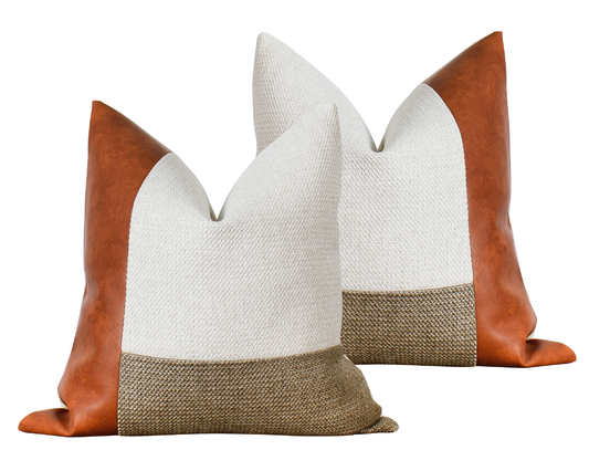Cognax Faux Leather AVERY Textured Throw Pillow Cover
