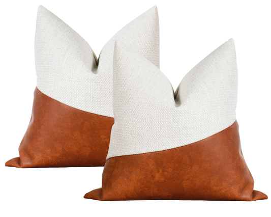 Cognax Faux Leather LUCCA Textured Throw Pillow Cover
