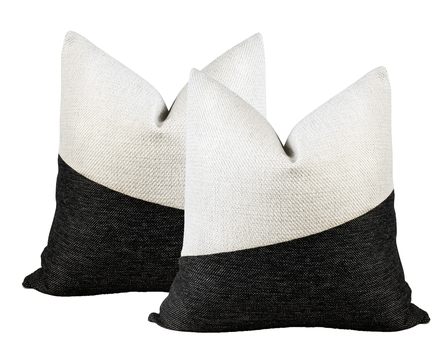 White and Black LUCCA Brushed Pebble Throw Pillow Cover