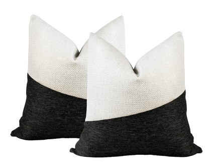 White and Black LUCCA Brushed Pebble Throw Pillow Cover
