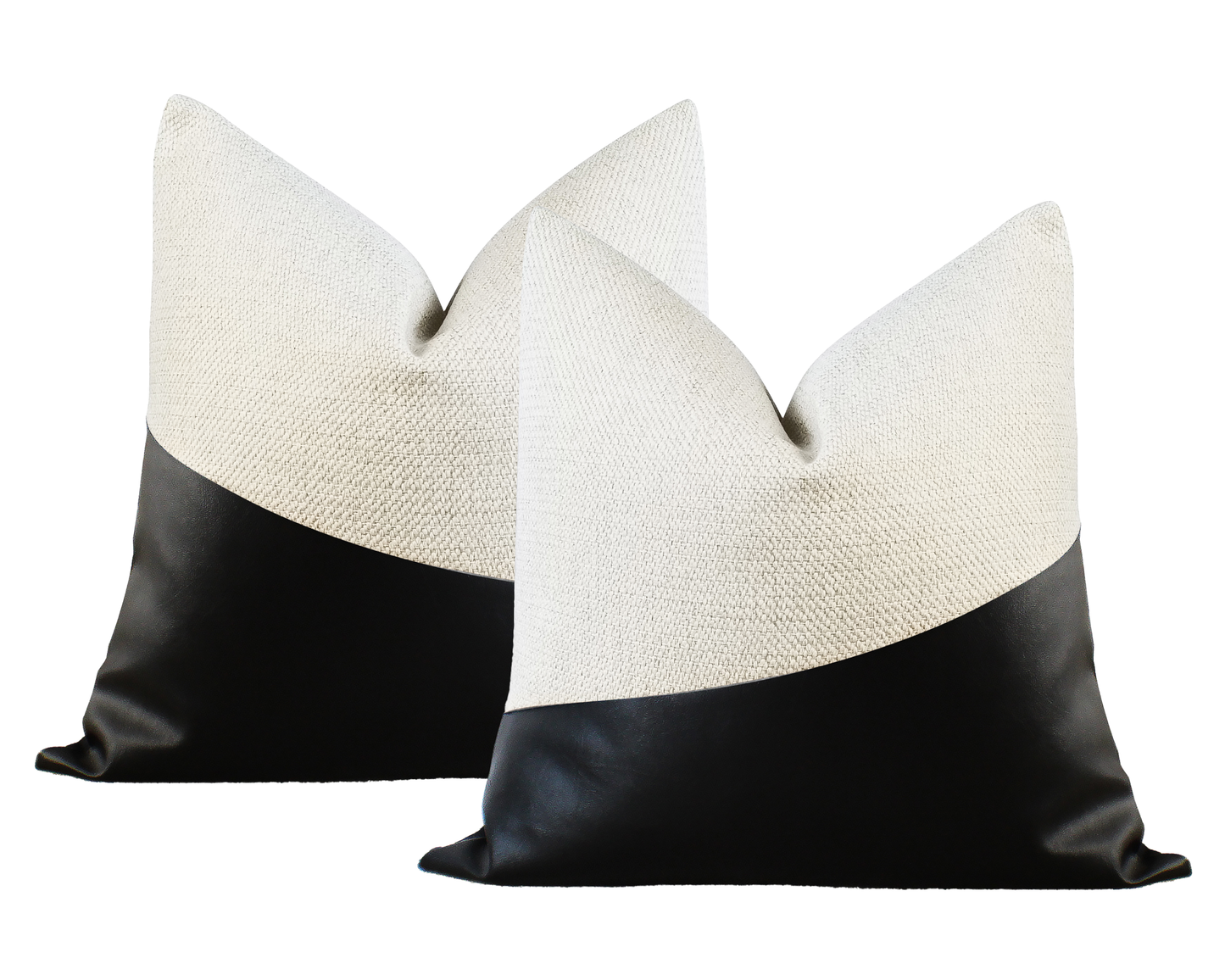 Black Faux Leather LUCCA Textured Throw Pillow Cover