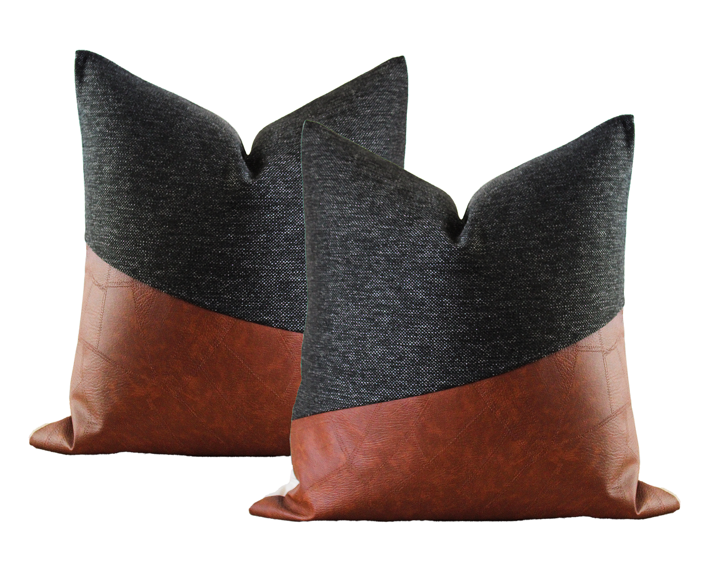 Black and Faux Leather LUCCA Throw Pillow Cover