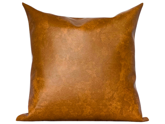 Cognac Faux Leather Throw Pillow Cover